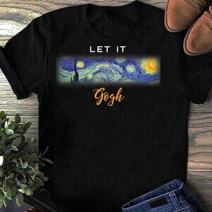 Let It Gogh Art Graphic T-Shirt – Starry Night Inspired Tee (Size L)